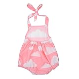 PER　ベビー服　ロンパース ホルターネック　オーバーオール 　バックレス　花柄　女の子　幼児 (S)