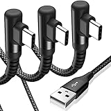 USB Type C ケーブル L字【3本セット 1m/2m/2m】Sweguard USB-A & USB C ケーブル【PD& QC3.0 急速充電】タイプc 充電ケーブルiPhone15 Pro Max, iPad Pro,Samsung Galaxy S9 S10 S20,Sony,Xiaomi,Huawei,Google Pixel 等Type C機種対応 (ブラック)