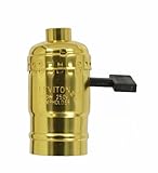 Leviton 9346-PG Medium Base Complete, Aluminum Shell Incandescent Lampholder, Key, Single Circuit, B