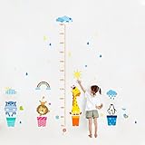 ZooArts 子供部屋 可愛いな動物 キリン ライオン カバ ペンギン 雨の日 取り外し可能なウォールステッカー 壁デカール 壁紙 壁の装飾 子供身長計 はがせる