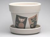 【Ｂ級品】猫の植木鉢　アイボリー
