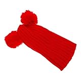 赤ちゃん冬帽子　可愛い　ベビー　子供着　編み物　ウール　ボール帽子　暖かい　手作り　ファッション　レッド