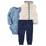 カーターズ carter's 男の子用アイボリーチェックリンガーもこもこフリースベストx青森のくまさんボディースーツ上下3点セット (24months(83-88cm)) [並行輸入品]