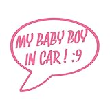 My baby boy in car カッティングステッカー ピンク 桃