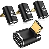 AuviPal 90度 USB Cアダプター (4個パック) 40Gbps USB Cオス-メス 直角コネクター スチームデッキ ROG Ally/MacBook/ノートブック/スマートタブレット/電話などに ブラック