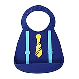 jpsc 赤ちゃん幼児用食品キャッチャーと防水細菌抵抗性ソフト シリコン ベビービブ (青-小さな男の子)