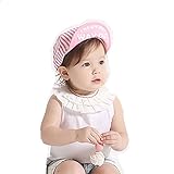 Spinas(スピナス) キッズ ベビー 帽子 キャップ ロゴ NY ニューヨーク つば かわいい 日よけ UVカット 熱中症 防止 おでかけ 男の子 女の子 全3色 ブルー レッド ピンク (ピンク