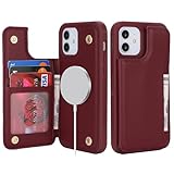Sailortech iPhone 12 Pro/12 背面ケース 手帳型 アイフォン12 pro ケース アイフォン12 携帯カバー 財布型 Magsafe多機能携帯電話カード 手帳ケース PUレザー 収納付き Magsafe磁石吸着 ICカード収納 財布型 実用 横置き機能 耐衝撃 防塵 iPhone 12/12 Pro ケース背面収納【選べる8色】6.1in-ワインレッド