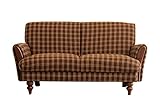 大川家具 東馬 ソファ 2人掛け ミルク ブラウン チェック柄 (140cm幅 素材/布)
