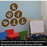 Nursery, decal, bunny, sticker, vinyl, wall, decor, childs, room, 6 pieces 8 inch diameter by alucky