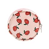 PANCY ミニ財布 レディース 丸形小銭入れ 帆布製 コインケース 可愛い プリント コイン イヤホン 収納バッグ 韓国風(ピンク)
