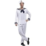 [NACZHLOVELL] 水兵 制服 ハロウィン コスプレ衣装 男性 3点セット セーラー服 メンズ 海軍風 仮装 大人用 コスチューム