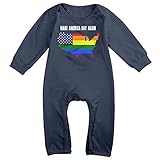 Kamifa カミファ ドナルド トランプ 大統領 虹 長袖ベビー服 連帯服 新生児 フィットオール Navy 18 Months