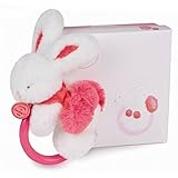 DOUDOU ET COMPAGNIE - White & Strawberry Pompon Soft Bunny With Rattle [並行輸入品]