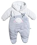 (コ-ランド) Co-land ベビー服 ふわふわ ロンパース 赤ちゃん カバーオール 新生児 長袖 フード付き アニマル 着ぐるみ 綿入り 秋冬防寒 出産祝い ブタ 80