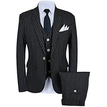 Mens Pinstripe Suit 3 Piece Slim Fit 
