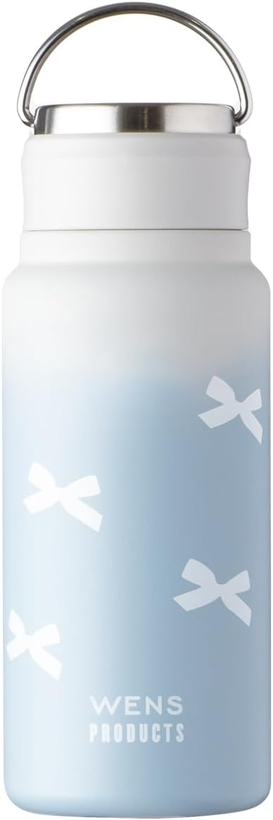 アトラス 水筒 530ml 保冷 保温 真空断熱 ステンレス パッキン一体型 スポーツドリンク対応 ハンドル付き シームレス スクリューボトル 直飲み 洗いやすい お手入れ楽 アウトドア WENS ウェンズ リボンコア ブルー AWSL-530RBL