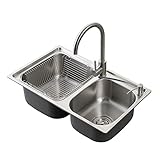 Tophome キッチンシンク　台所の流し台　2槽　#304ステンレス製流し台　キッチン用流し台(蛇口なし)