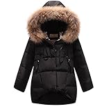 (コ-ランド) Co-land ふわふわ 子供服 ダウンジャケット キッズ アウターウエア 女の子中綿ジャンパー フード付きコート ガールズ上着 女児 あったか 冬防寒 ブラック 120