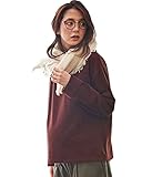 Angeliebe エンジェリーベ マタニティ 授乳口 付 Ｖネック 裏起毛 フレアー トップス 産前 産後 授乳服 妊婦服 フリー ボルドー