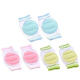 3組 通気性エラスティックベビークロップソックスノップリップニーパッドプロテクター膝の肘パッドクロールセーフティプロテクター