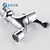 AZOS 水栓・給水部品 蛇口 単一冷水栓 壁付 真鍮製 銀色 PJTB009