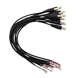 IPOTCH 10個　12V 　5.5x2.1mmオス　DC　電源　ソケット　ジャック　コネクタ　ケーブル　プラグワイヤー　黒