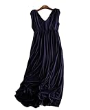 (ル・セリジエ) マタニティ Vネック ロング ワンピース レディース ノースリーブ やわらか ゆったり 着心地 体型カバー 美スタイル 部屋着 ルーム ワンマイル ウェア リラックス (ネイビー)