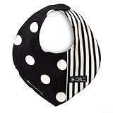 赤ちゃんにやさしい安心スタイ・ビブ・よだれかけ（三角・日本製）　コットン100％　吸水　吸湿　お出かけ　スタイ　三角タイプ　polka dot large（twill・black）　B0206500　