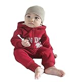(チェリーレッド) CherryRed ベビー＆キッズ用 ファション カバーオール ロンパース 着ぐるみ キッズコスチューム 子供 男の子 女の子 出産 祝い パジャマ 防寒着 スウェット 裏起毛 レ