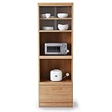 食器棚 レンジ台 熱・湿気がこもりにくい モイス加工 可動棚 スライドレール 木製 国産 幅60cm ナチュラル