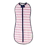 Woombie Original Baby Swaddle, Pink Stripe Navy Trim, Big Baby 14-19 Lbs by Woombie
