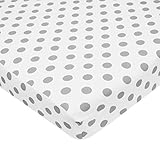 TL Care 100% Cotton Percale Fitted Mini Crib Sheet, White with Gray Dot by TL Care [並行輸入品]