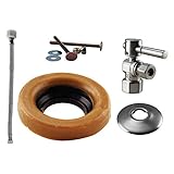 Westbrass WBD1613TBL-07 1/2-Inch IPS Lever Handle Angle Stop Toilet Installation Kit with Steel Supp