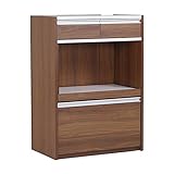 arne キッチンラック 伸縮 R+レンジ 75H ハイタイプ 幅74.2～136.6cm 高さ104cm ブラウン