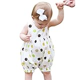 ベビー服　女の子　ロンパース　袖なし　カラフルな水玉　フリル (80(6-12M))