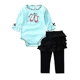 Mud Kingdom赤ちゃん　長袖　ロンパース　キュロット　スカート　2点上下セット　リボン飾り　可愛い　ベビー服　春秋　12M