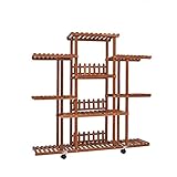 防錆ソリッドウッドフラワーラック、組立可能、多段式、キャスター付、バルコニープラントスタンド ( 色 : B )