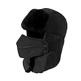 MagiDealブラックユニセックス冬Trapper Trooper Earflap暖かいスキーハットwithマスク