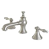 Kingston Brass KS7068NL Naples Widespread Lavatory Faucet with Brass Pop-Up Drain, Satin Nickel by K