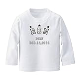 名入れ 長袖 Tシャツ [BT429] 90cm ホワイト×ダークグレーロゴ 出産祝い 誕生日 プレゼント おしゃれな 名前入り ベビー服