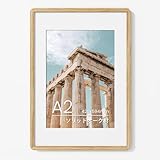 A2サイズ オーク無垢材 ポスターフレーム A3サイズ用マット・強化ガラス・吊り下げ金具一式付属 ナチュラルオーク (1個)