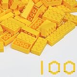 クラシックビルディングブリック 100ピース 2x4 イエロー (明るいイエロー)、クラシックなレンガブロックパーツとピース 3001、レゴ、対象年齢6歳以上のクリエイティブなビルディングブロックトイ 子供用