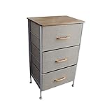 ３段チェスト　組立簡単　【木製取っ手ボックスタイプ】　木目調天板　アジャスター付き　幅45ｘ奥行き30ｘ高さ77ｃｍ　アイアン　フレーム　ホワイト　衣装ケース 引き出し 収納ボックス ケース クローゼ