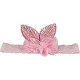 Tonsee ベビー ガールズ ヘッドバンド 髪飾り ヘアバンド 可愛い ウサギの耳 ヘアアクセサリー (ピンク)