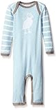 Coccoli Baby Boys' Blue Contrast Rib Knit Cotton Unionsuit Heather Blue/Cream Stripes 1 Months [並行輸入