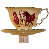 グリーン牧草卸売Horseティーカップ磁器夜ライト、6インチ5インチby by 6-inch
