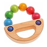 Grimm's Rainbow Boat Wooden Beads Grasper - Baby Teething & Grasping Toy Handmade in Germany [並行輸入品]
