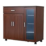 キッチン収納 キッチンワゴン カウンター キャスター付き 幅89 ウォルナット