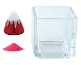 花市場直送便 ミニチュアガラス 富士山A レッド & カラーサンド ニューピンク & 植え込み用グラス ニューブロックS